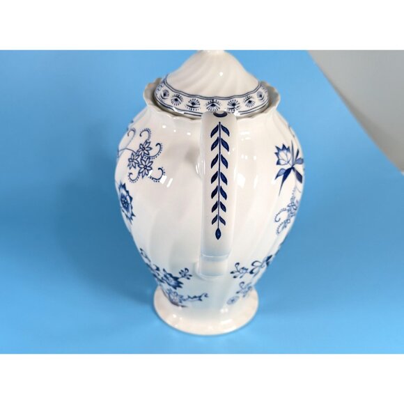 AS-IS vintage Johnson Bros Blue Nordic English 6 cup coffee pot, large tea pot - Picture 2 of 10